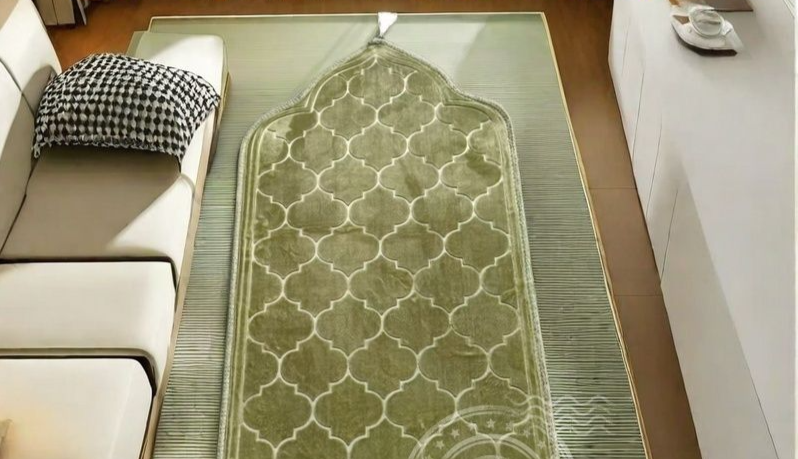 【 1292 People Collection 】 Hajji High-end Home Embossed Raschel Gift With Tassel Prayer Mat Carpet_voghion.com